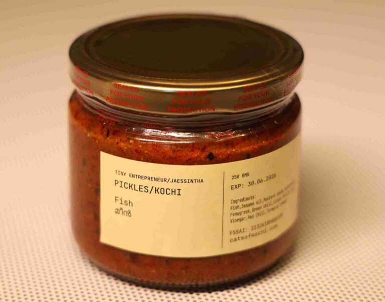 Community-crafted kingfish pickle prepared at aikyam space by women from Fort Kochi and Mattancherry