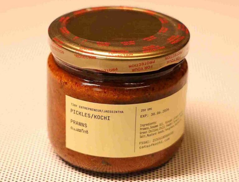 Community-crafted prawn pickle prepared at aikyam space by women from Fort Kochi and Mattancherry